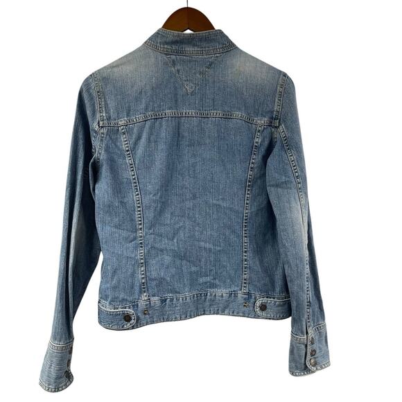 Tommy Hilfiger Light Weight Jean Jacket Denim Snap Close Trucker Y2K Medium - Picture 9 of 11